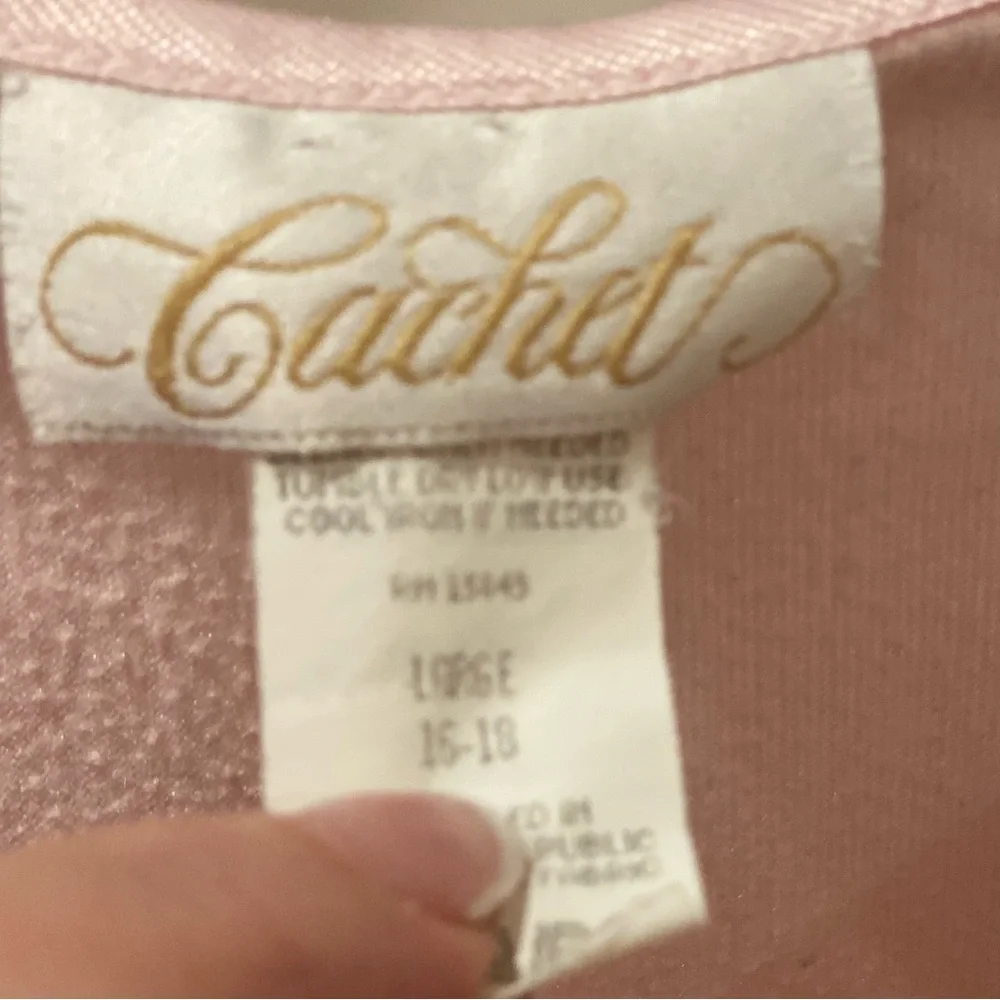 Vintage Cachet Sears Satin Nightgown Pink Embroidered L Granny Cottage Core
